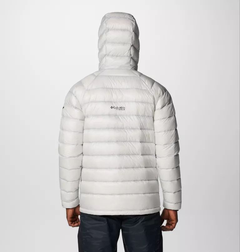 Geaca Columbia® Arctic Crest™ Down Hooded Barbati Albi | NLPZES-259